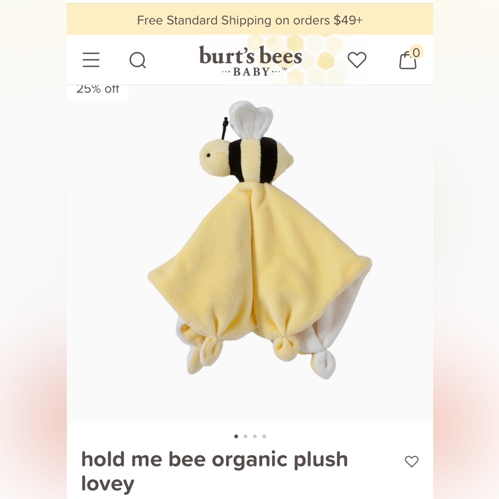 Burt's Bees Baby Bee Plush Lovey in Yellow & Black